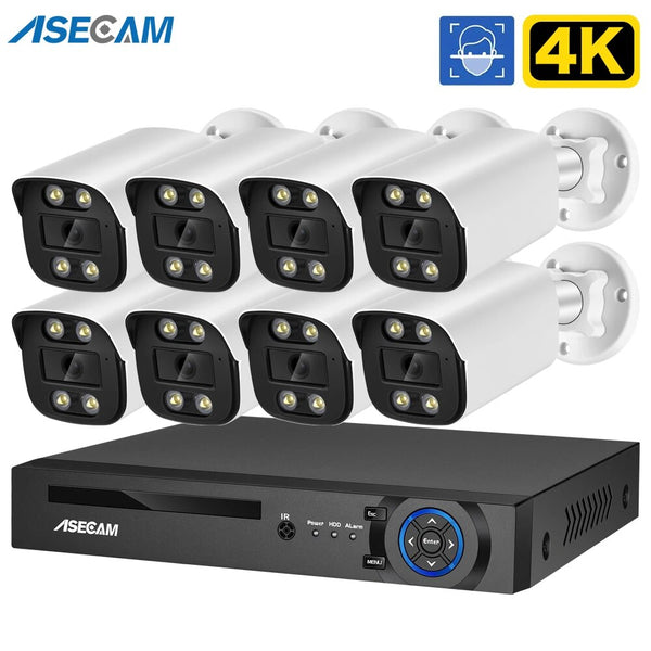 8MP 4K Face Detection IP Security Camera Audio AI System POE NVR Kit CCTV Color Night Vision Outdoor Home Video Surveillance