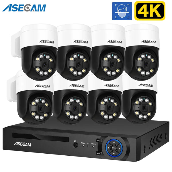 8MP 4K PTZ Security Camera System Kit Face Detection Recording Audio POE NVR CCTV Outdoor Home Video Surveillance Xmeye Set